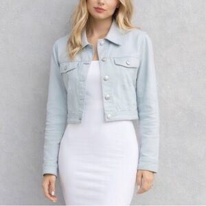 Lambskin Leather Michael Kors Cropped Jacket Light Blue Size M NWOT Sold Out!